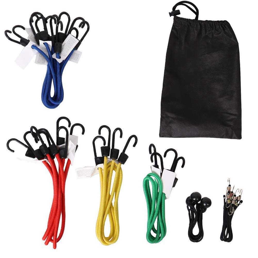 24pcs Elastic Cords Mini Yellow Red Blue Green Customized hook luggage rope Bungee Cord Set with Hooks
