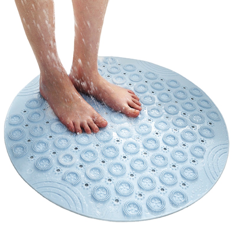 New PVC Round Bathroom Anti-skid Pad Drainage Quick-drying Sucker Floor Mat for Domestic Shower Room