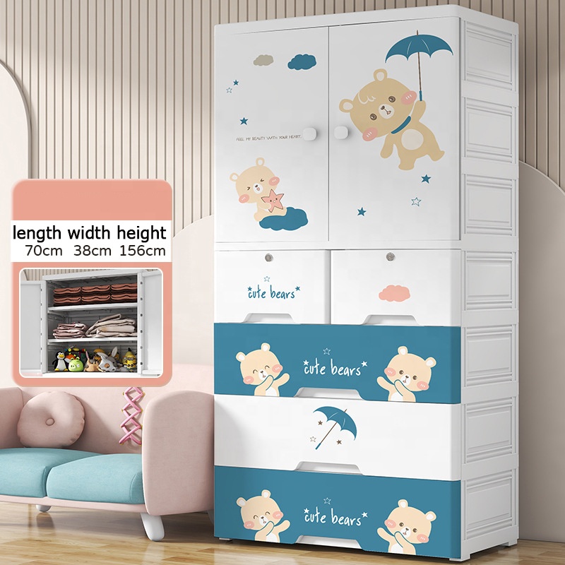 Simple styles wardrobe kitchen cabinet handles children's baby kids plastic closet storage wardrobe