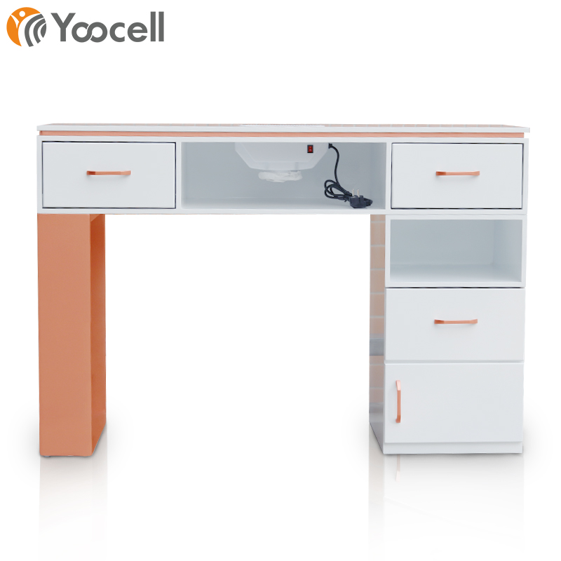 Маникюрный стол Yoocell для ногтей, мебель для салона, маникюрный стол длиной 120 см, розовое золото, фанера, маникюрный стол