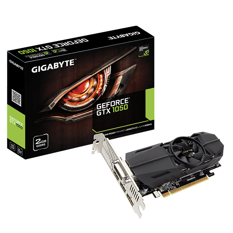Гигабайт NVIDIA GeForce GTX 1050 Низкопрофильный 2G низкопрофильный дизайн с графической картой длиной 167 мм (GV-N1050-2GL)