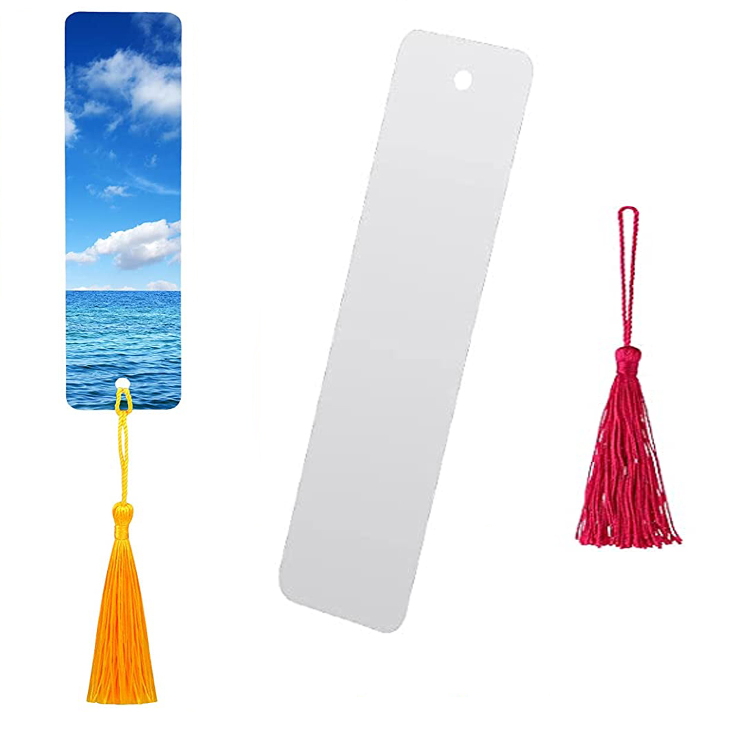 Sublimation Blank Bookmark Metal Blank Bookmarks With Hole and Tassels Sublimation Blank Bookmarks to Decorate DIY Crafts for DI