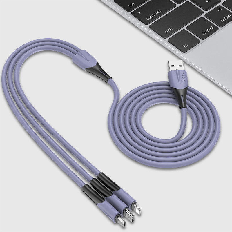 2021 newest silicone usb cable 3 in 1 data cable for android/samsun/for phone