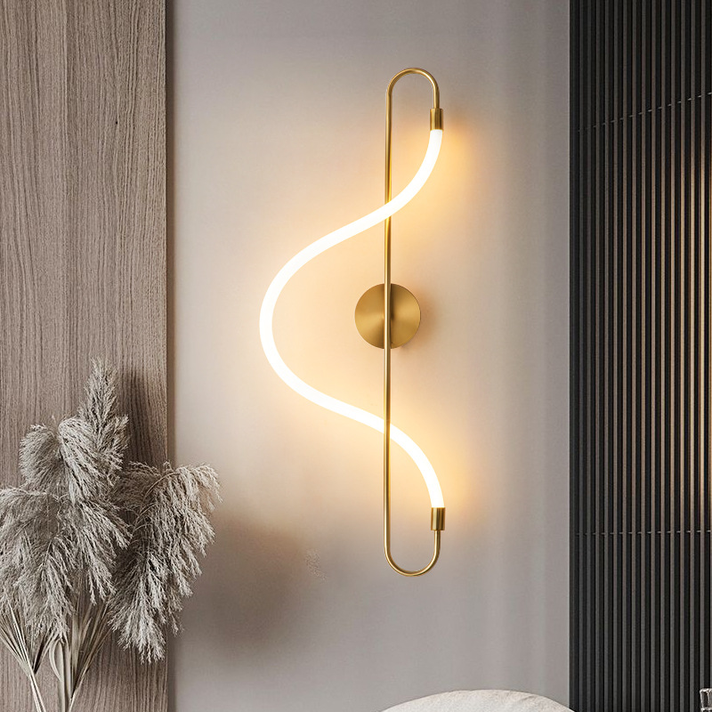 Nordic modern living room bedroom headbed corridor decorative lighting silicone pipe musical notation LED wall lamp