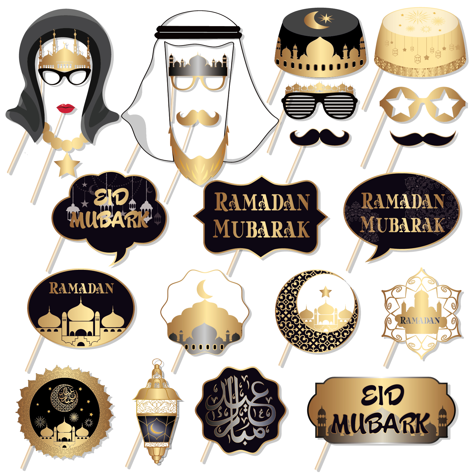 PZ216 25 шт Eid Мубарак Вечеринка смешные фото реквизиты на заказ фото стенд реквизит Рамадан украшения партии поставки