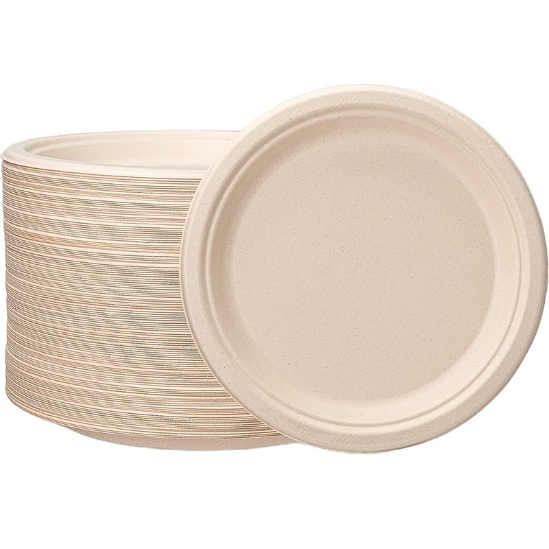 Eco-friendly Degradable Biodegradable compostable 9 inch dinner party sugar cane pulp sugarcane bagasse disposable paper plate