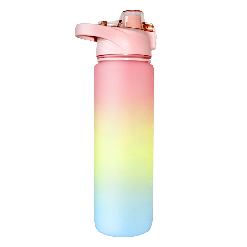 32OZ BPA Free Time Marker Frosted Plastic Motivational Water Bottle Fitness with Straw