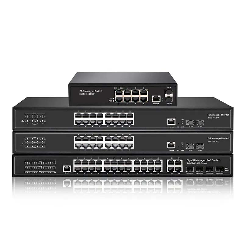 Oem/odm 48 В сетевой Ethernet-Волоконный 2 Sfp 10/100/1000 м полный гигабитный управляемый 4 8 16 24 48 порт Poe переключатель для Cctv