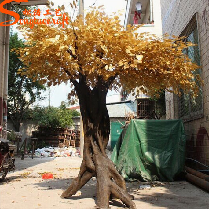 3 meter Large Outdoor Indoor Decorative Tree Gold Artificial Tree Branches and Leaves Maple Trees