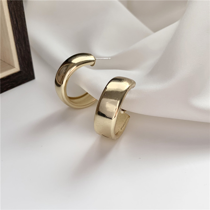 Minimalist Gold Silver Color Metal Large Circle Geometric Round Big Earrings For Women Girl Wedding Party Jewelry