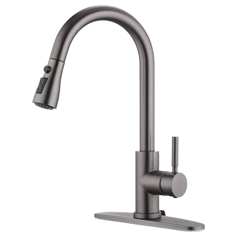 Hot Sale Quality Stainless Steel 304 Brushed Grey Standing Multifunction Waterfall Kitchen Faucet Mixer Tap