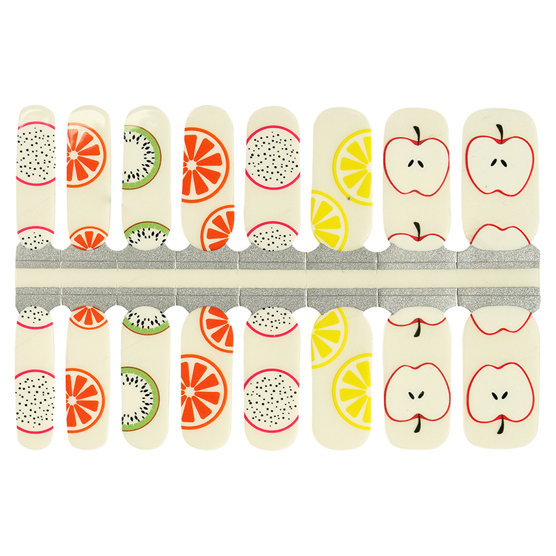 Apple nail wraps, Летние полоски для лака для ногтей, персиковая обертка для ногтей