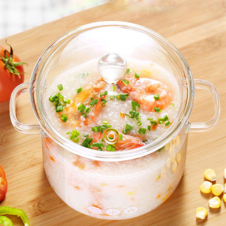 Заводская цена, кухонная и настольная прозрачная многофункциональная стеклянная кастрюля с двойной ручкой