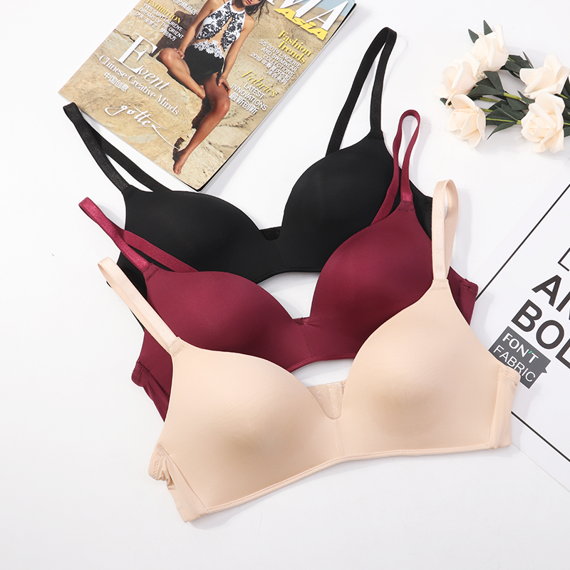 Dropshipping Girls Fashion Simple Solid Color Push Up wireless T-shirt bra Comfort women Seamless Bra