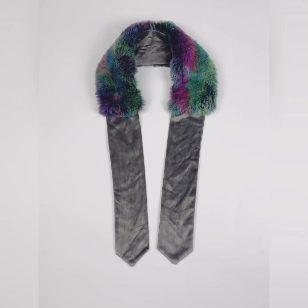 Merchants' New Design Discounts Rainbow Fur Winter Scarf Cashmere Tie Dye Scarfs For Women Stylish