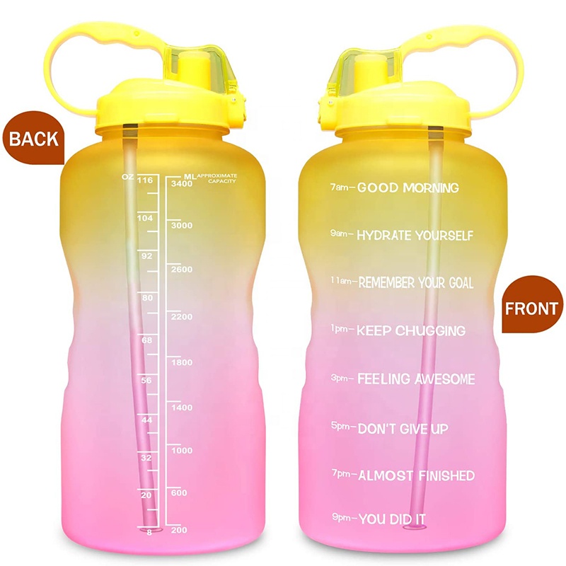 1 Gallon/128oz/64oz water bottles with custom logo insulated, motivational gallon water bottle with time marker, bpa free