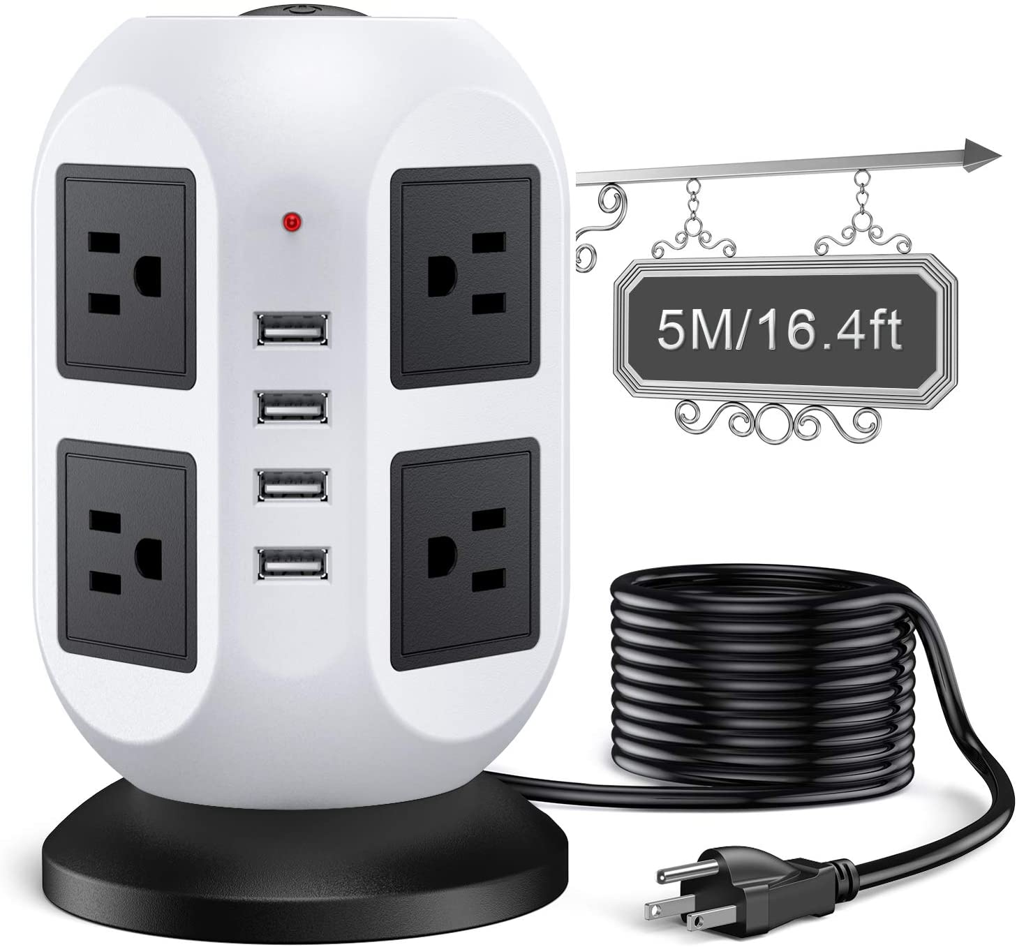 PSE Power Strip Tower With 8 AC Outlets 4 USB C Ports Surge Protector Universal Flexible Power Strip Tower Brazil