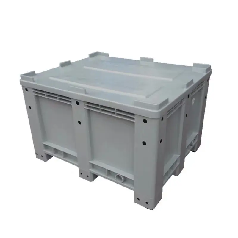 Large Plastic Pallet Box For Cargo Storage Equipment Crate Container With Lid and Wheels