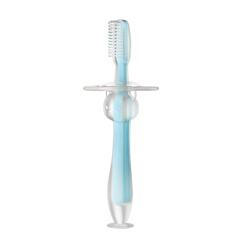 Wholesale Baby Training Silicone Toothbrush Stand-up Suction Cup Toothbrush Silicone Tongue Soft Brush Baffle Safety Brush