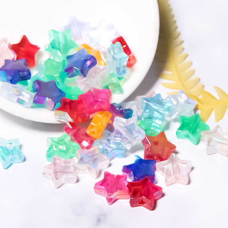 100pcs 11mm Transparent AB Color Five-pointed Star Acrylic Beads Loose Spacer Beads for Jewelry Making DIY Bracelet Accessories