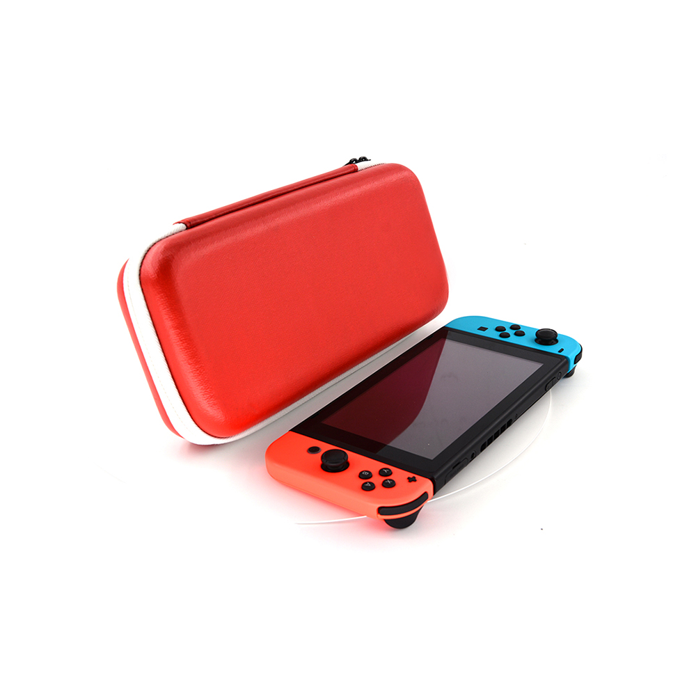 Red PU Leather Handheld Game Player Case Bag Soft Foam Insert EVA Hard Game Case