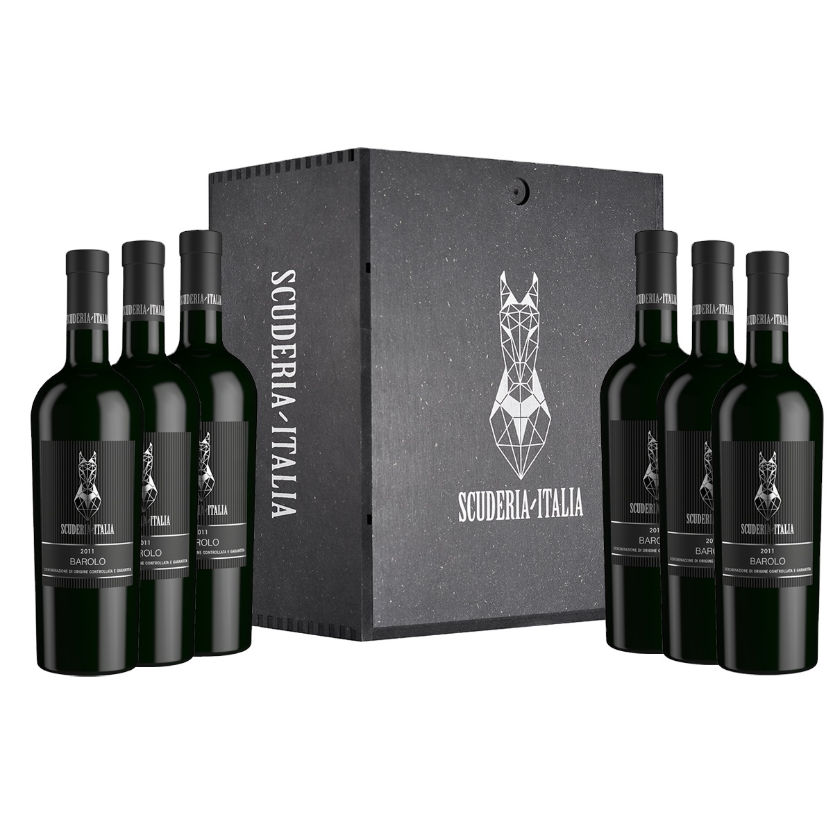 Престижное итальянское красное вино BAROLO DOCG 2011 0.75L 15% Scuderia Italia в деревянной коробке