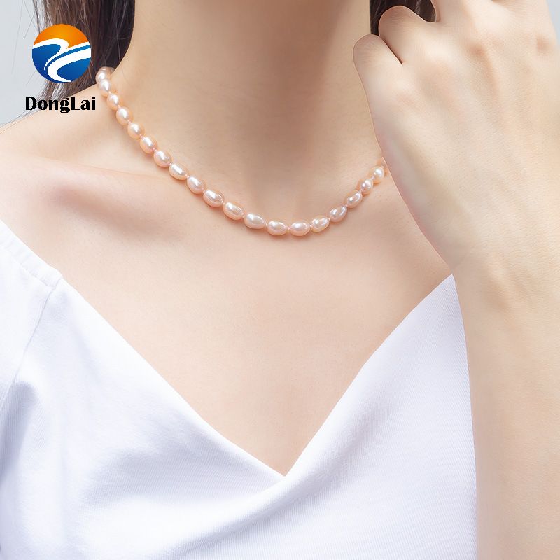 Chinese Factory 2-12 mm wholesale fresh water pearl necklace normal luster rice cultured original freshwater pearl strand