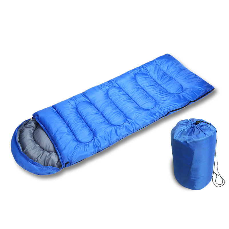 Factory direct custom portable lightweight cotton adults envelope blue camping sleeping bags with carry bag for cold weather