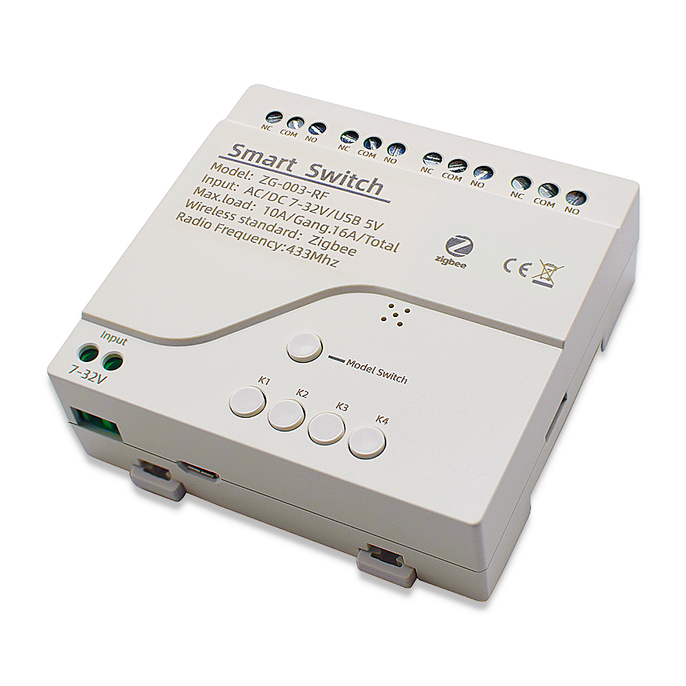 SMG-E0904 Zigbee 4CH триггерный релейный модуль приемника умный переключатель монитор Сделай Сам RF приложение Tuya 433 Мгц дистанционный переключатель 7-32 в пост