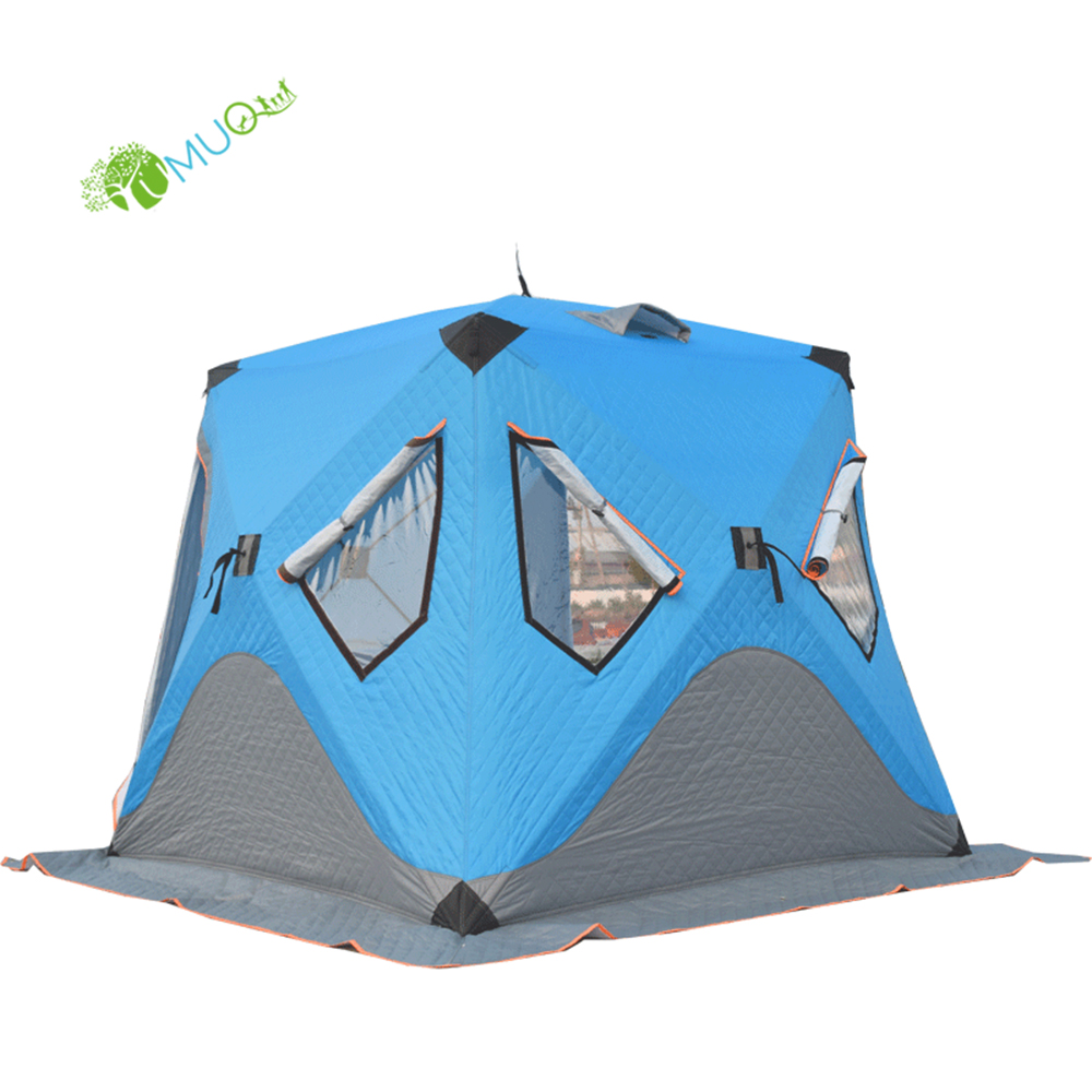 YumuQ 6.5' Winter Ice Fishing Cube Tent, Portable Wind-Resistant Ice Fishing Shelter With Double Door