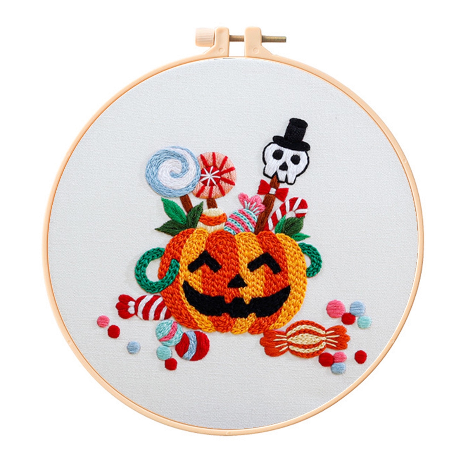 Halloween Embroidery Kit for Beginners with Hoop, Thread, Needles, Full Kit, DIY Craft for Beginner