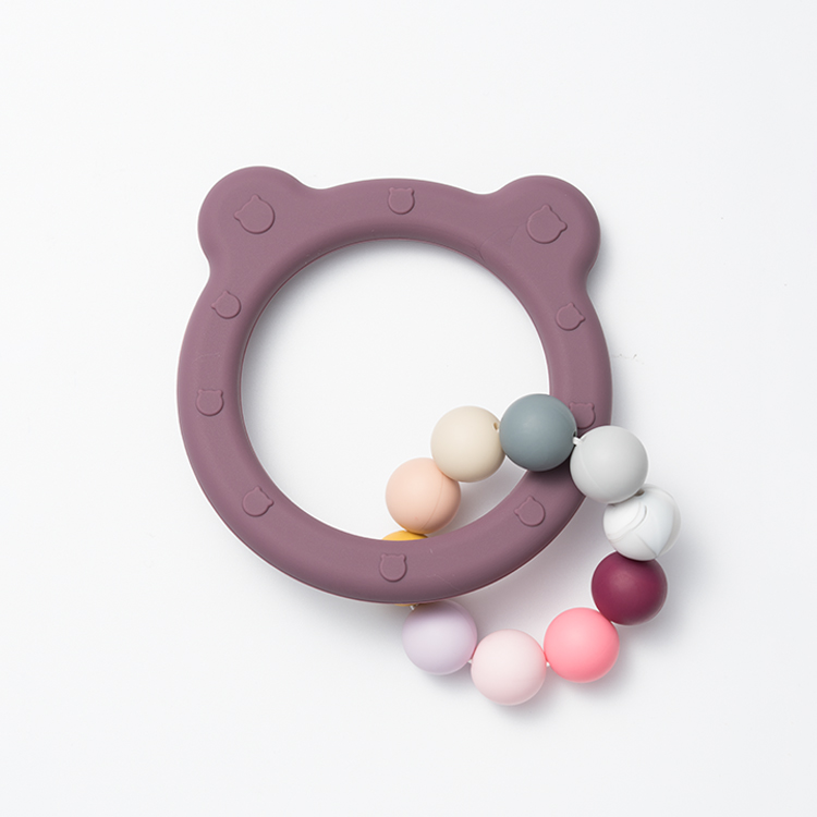 New design sensory teething toys rattle soft bpa free animal teether silicone ring beads kids food grade silicone baby teether