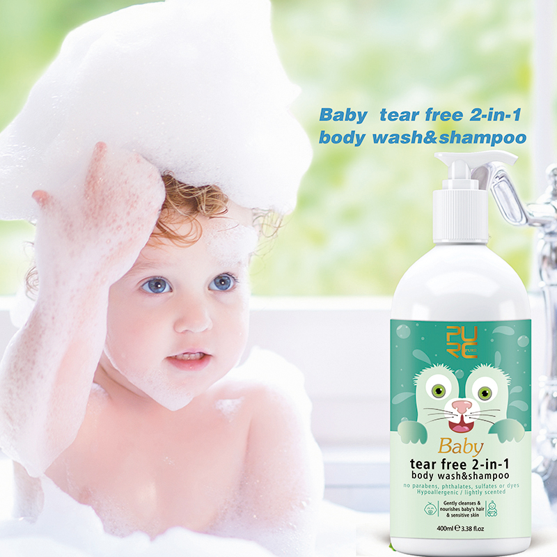 Private Label Natural 2 in 1 Baby Body Wash Shampoo Tear Free Customize OEM