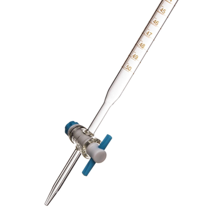 MZXH-020 лаборатории боросиликатная стеклянная бюретка с запорный кран PTFE