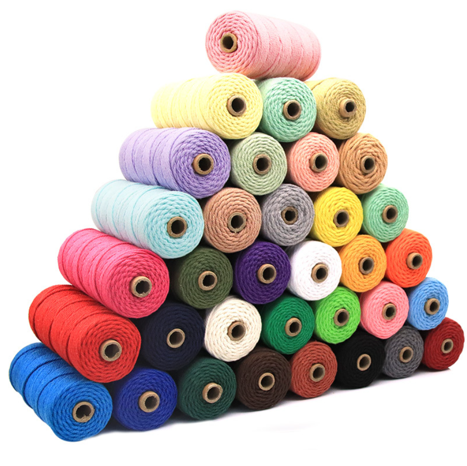 DIY Wedding Decor Natural Macrame Cotton Cord 3mm 110 Yards Twine Colored Cotton Rope Crafts Gifts for Holiday Festival