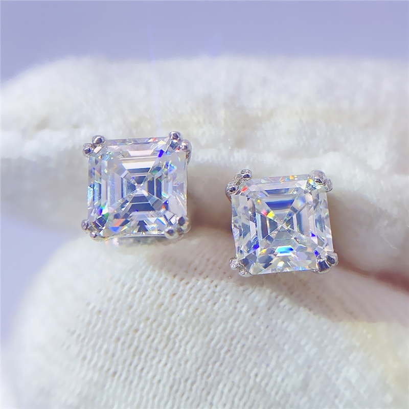 Роскошные 925 стерлингового серебра ручной набор Vvs Муассанит 1CT серьги-гвоздики со стразами в стиле «хип-хоп» для мужчин серьги
