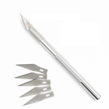 1 Set Metal Handle Scalpel Blade Knife Wood Paper Cutter Craft Pen Engraving Cutting Supplies Stationery Utility Knife R0766
