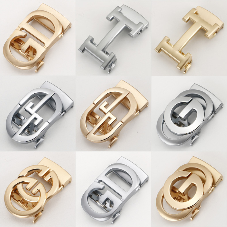 Men Belt Head Automatic Belt Buckle Pants Metal Belt Head Business Leisure 3.5Cm Golden Silver