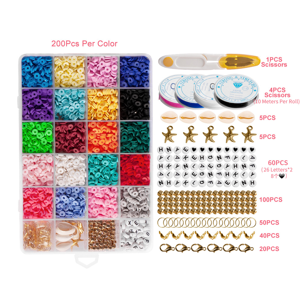 Diy Kit Wholesale 4800pcs Flat Round Beads Polymer Clay Beads For Jewelry Making