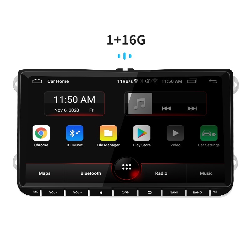 Автомобильный мультимедийный плеер, стерео-система на Android, с 9 "экраном, 1" экраном, 16 ГБ, GPS, IPS экраном, для VW Skoda, типоразмер 2 din