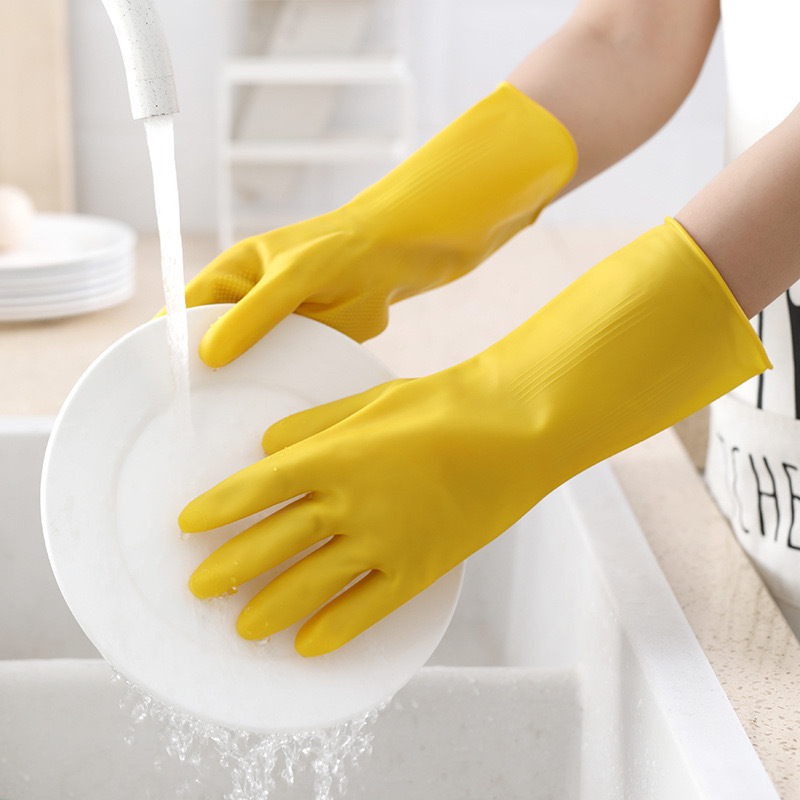 Durable Reusable Waterproof Cleaning Latex Rubber Household Gloves Kitchen Latex Dishwashing Household Gloves