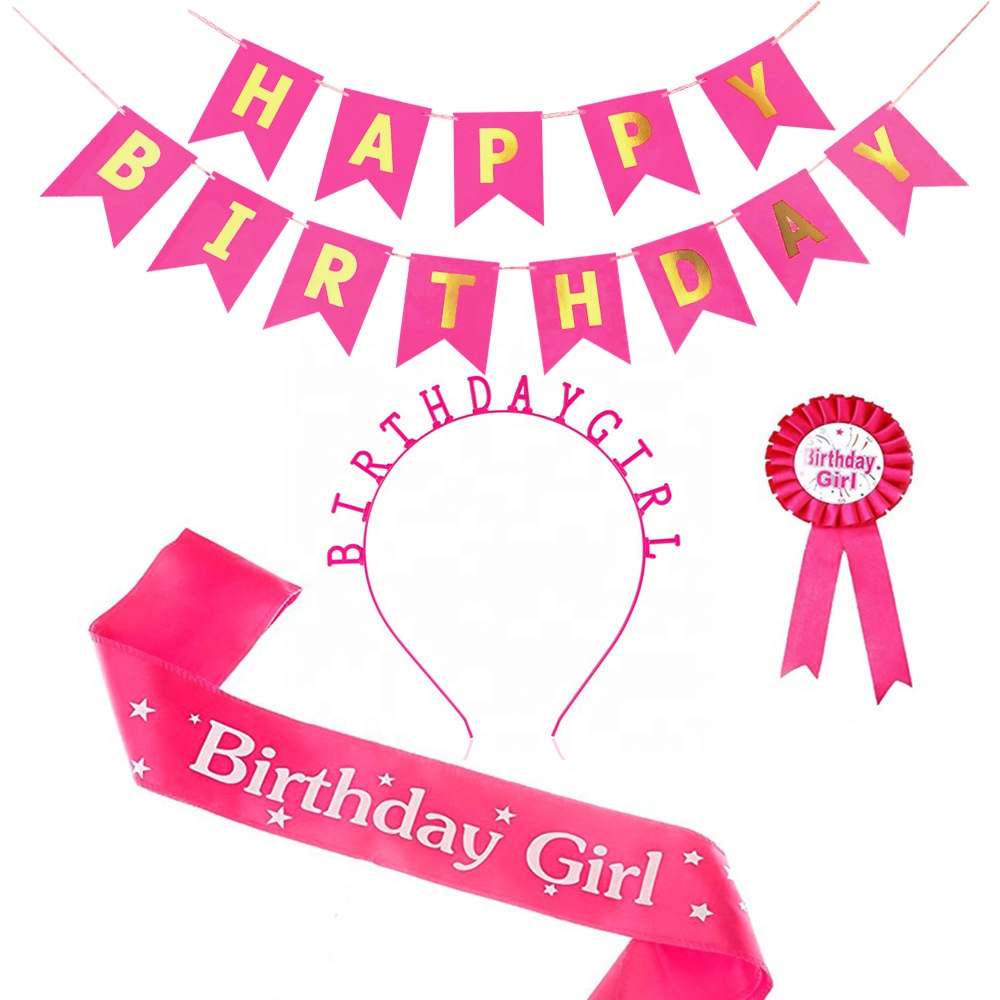 New Boys And Girls Birthday Banner For Party Decoration Birthday Sash Badge Sets
