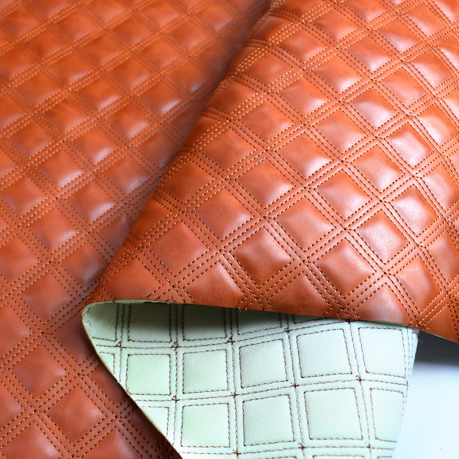 Breathable Embroidery Quilted Diamond Stitching faux pvc Leather For Car Seat Cover Making