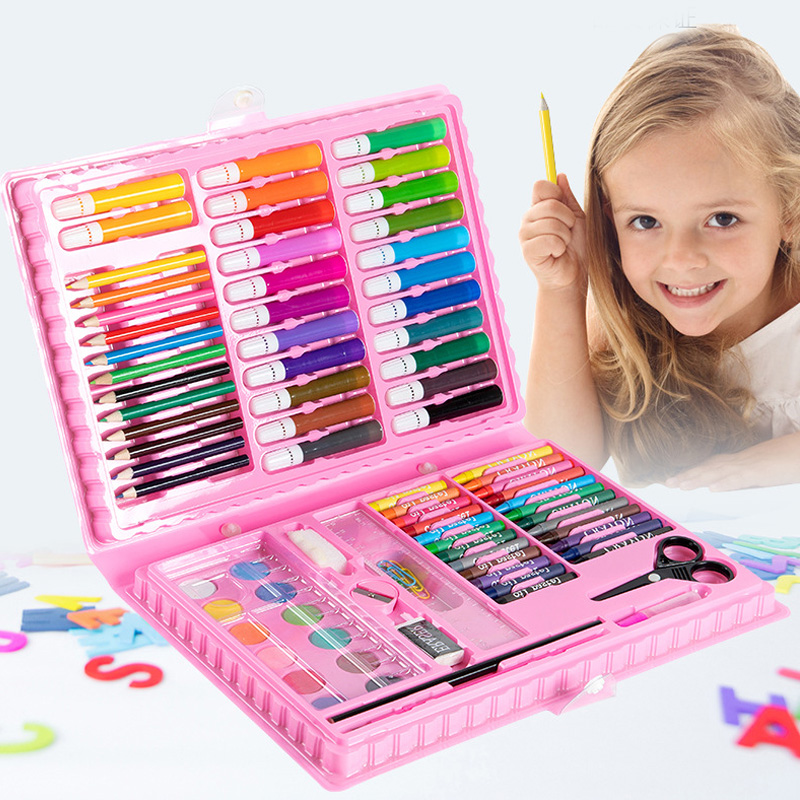 86Pcs Drawing Board Children Art Painting Set Watercolor Pencil Crayon Water Pen Doodle Supplies Kids Educational Toys Gift