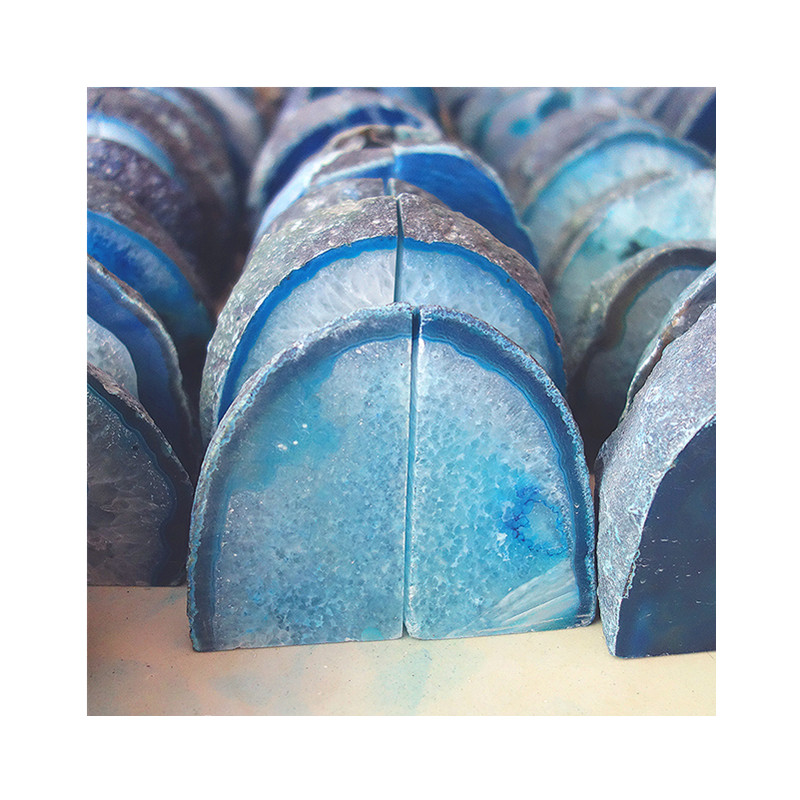 Decorative blue agate bookends