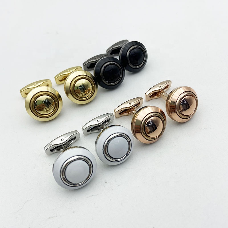 2021 New Design Cufflinks High End Factory Custom Rose Gold Black Color Cufflink