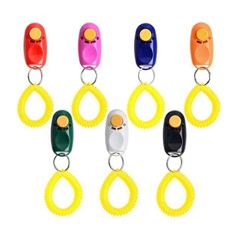 Customized Logo Manual Hand Wrist Strap Pet Dog Fidget Auto Training Clicker Press