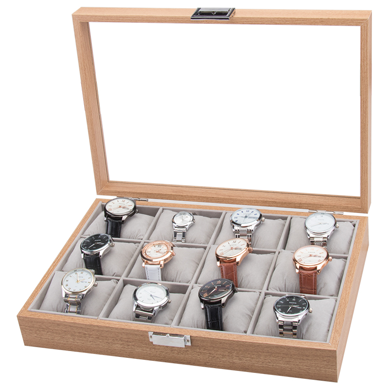 OEM high-end класса люкс 12 слотов деревянные Подарочная упаковка для наручных часов часы показ упаковки с подушкой