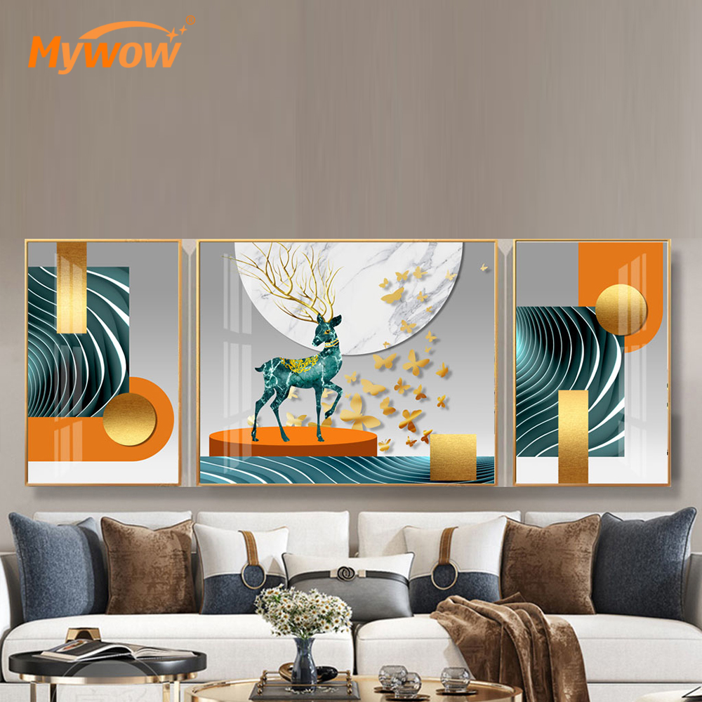 C7-037 MyWow Large Wall Living Room Decor Sticker Murals 3D DIY Acrylic Mirror Hanging Reloj de Pared