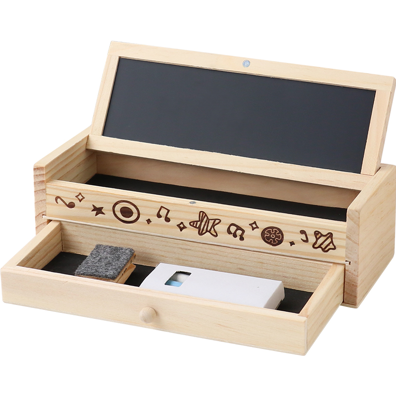 Kids Solid Wood Easel Stand Blackboard wooden blackboard writing board wood stationery box with blackboard